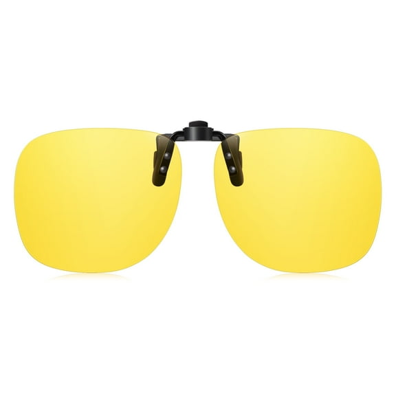 TINHAO Polarized Clip On Night Driving Glasses Yellow Lens Wear Over Prescription Glasses UV400 Protection Anti Glare