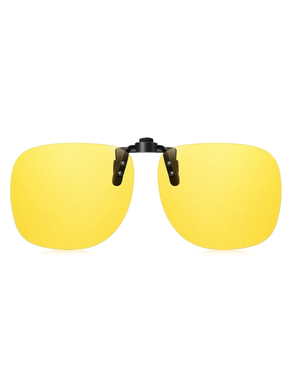 Polarized Clip On Night Driving Glasses Yellow Lens Wear Over Prescription Glasses UV400 Protection Anti Glare