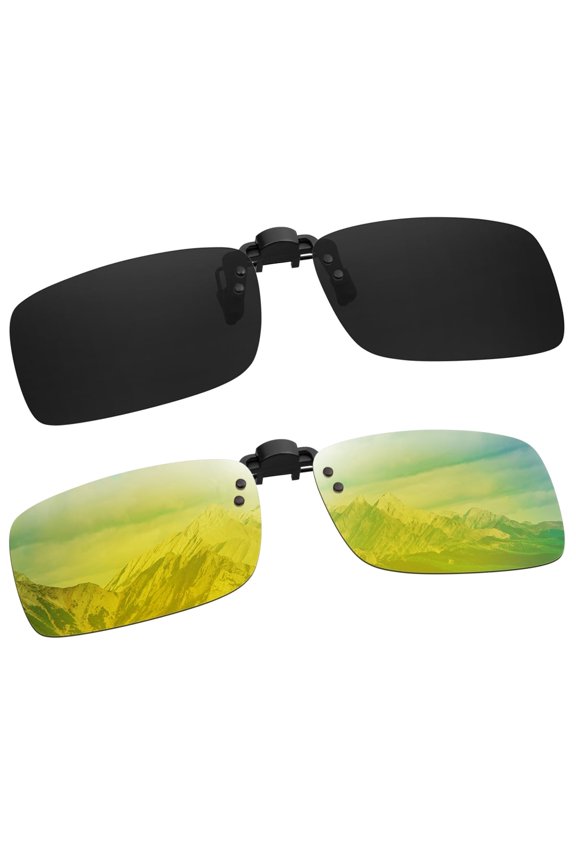 Polarized Clip-on Sunglasses Flip Up UV400 Protection Clip Rimless Sunglasses over Prescription Glasses
