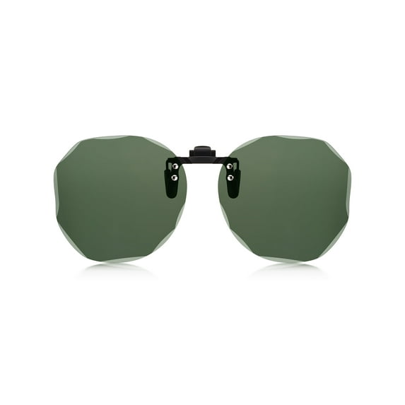 TINHAO Polarized Clip on Sunglasses for Women Men Polygon Flip Up UV400 Protection Over Prescription Glasses