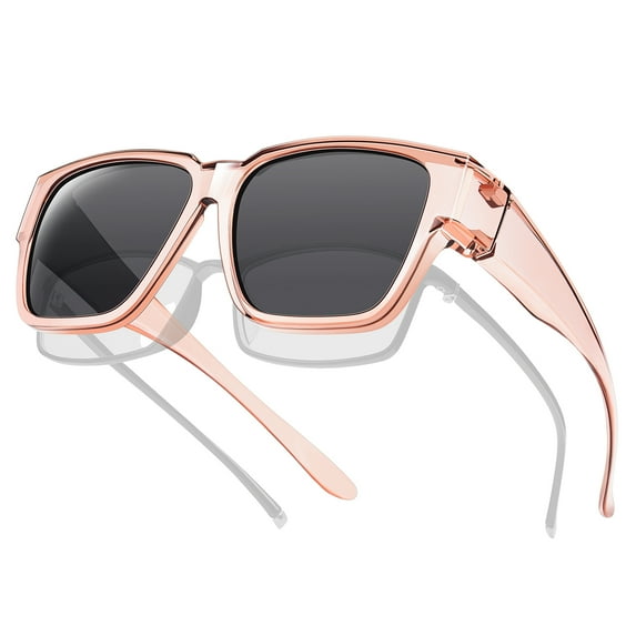 TINHAO Polarized Fit Over Glasses Sunglasses Trendy Square Wrap Around Shades for Women Men UV Protection