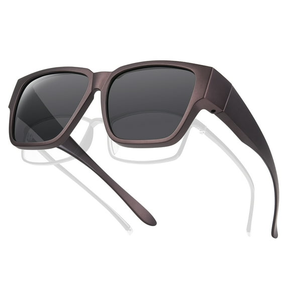TINHAO Polarized Fit Over Glasses Sunglasses Trendy Square Wrap Around Shades for Women Men UV Protection