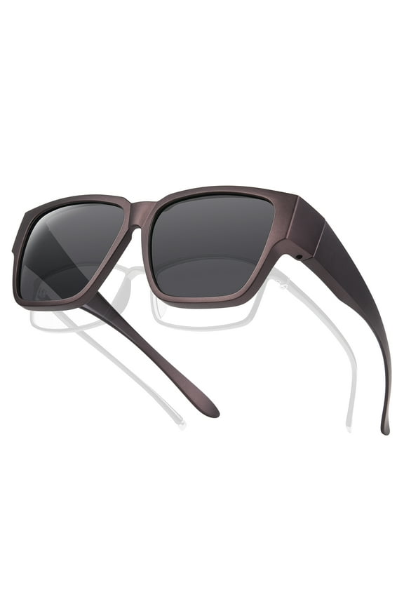 Polarized Fit Over Glasses Sunglasses Trendy Square Wrap Around Shades for Women Men UV Protection