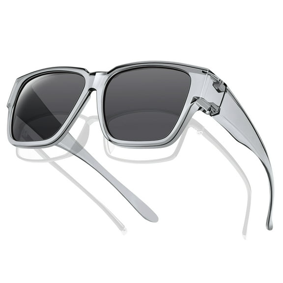 TINHAO Polarized Fit Over Glasses Sunglasses Trendy Square Wrap Around Shades for Women Men UV Protection