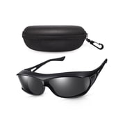 TINHAO Fit Over Glasses Sunglasses for Men with Hard Case, HD Polarized UV400 Wrap Around Sport Style Wear Over Prescription Glasses for Driving Cycling Hiking
