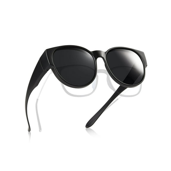 TINHAO Polarized Fit Over Glasses Sunglasses for Women Men Trendy Cat Eye Wrap Around Shades UV Protection