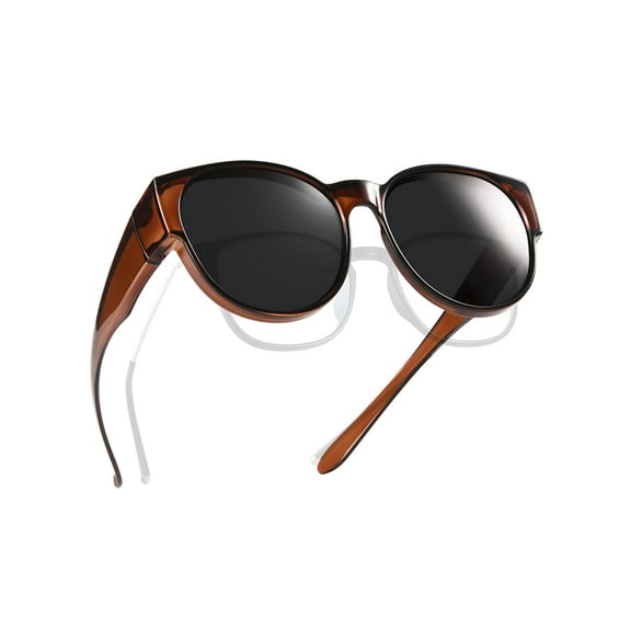 TINHAO Polarized Fit Over Glasses Sunglasses for Women Men Trendy Cat Eye Wrap Around Shades UV Protection