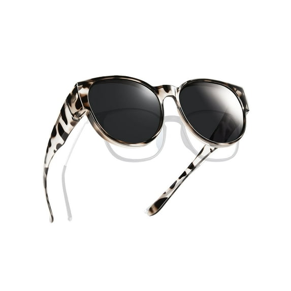 TINHAO Polarized Fit Over Glasses Sunglasses for Women Men Trendy Cat Eye Wrap Around Shades UV Protection