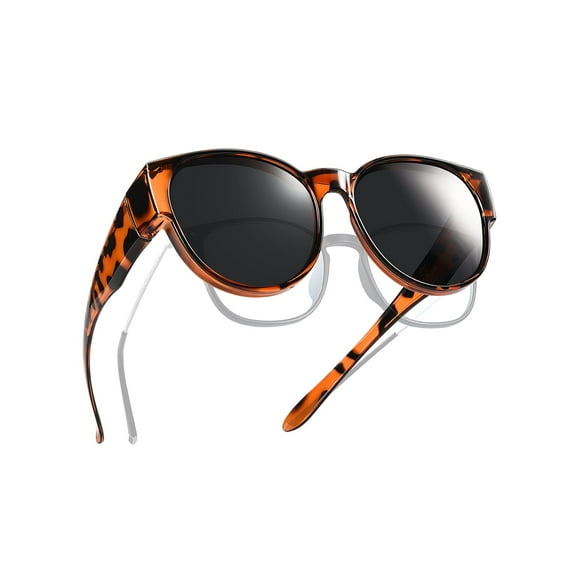 TINHAO Polarized Fit Over Glasses Sunglasses for Women Men Trendy Cat Eye Wrap Around Shades UV Protection
