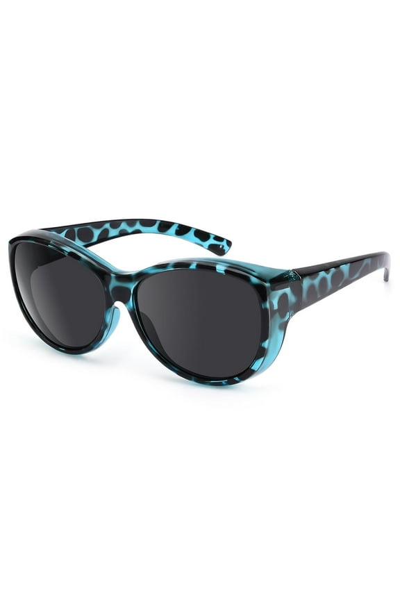 Polarized Fit Over Glasses Sunglasses for Women UV Protection, Trendy Oversized Cat Eye Sunglasses for Driving Riding
