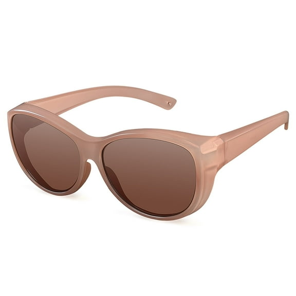 TINHAO Polarized Fit Over Glasses Sunglasses for Women UV Protection, Trendy Oversized Cat Eye Sunglasses for Driving Riding