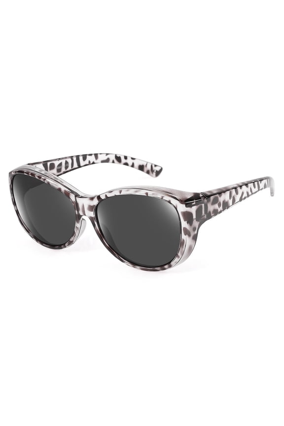 Polarized Fit Over Glasses Sunglasses for Women UV Protection, Trendy Oversized Cat Eye Sunglasses for Driving Riding
