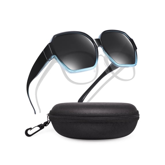 TINHAO Oversized Square Fit Over Glasses Sunglasses for Women with Hard Case, Trendy Polarized UV400 Wear Over Prescription Glasses Stylish Fashion