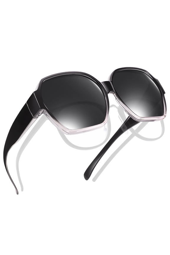 Polarized Fit Over Sunglasses Wear Over Glasses For Women Men Fishing Driving with Oversized Frame Gradient Light Pink