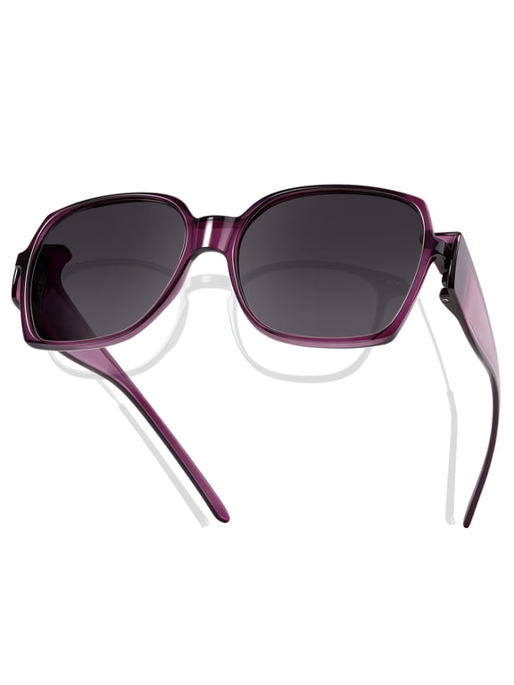 Polarised Fit Over Sunglasses for Women Over Prescription Glasses - Oversized Lightweight 24g UV400, 2-in-1 Wear Over or Alone, Anti-Glare for Driving Beach Golf Outdoor