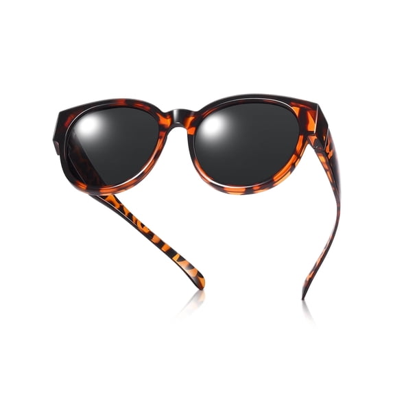 Polarised Fit Over Sunglasses for Women Over Prescription Glasses - Oversized Lightweight 24g UV400, 2-in-1 Wear Over or Alone, Anti-Glare for Driving Beach Golf Outdoor