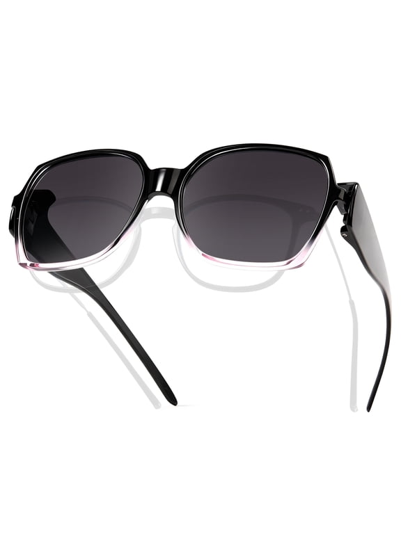Polarised Fit Over Sunglasses for Women Over Prescription Glasses - Oversized Lightweight 24g UV400, 2-in-1 Wear Over or Alone, Anti-Glare for Driving Beach Golf Outdoor