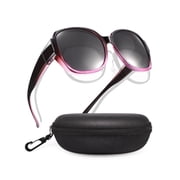 TINHAO Oversized Square Fit Over Glasses Sunglasses for Women with Hard Case, Trendy Polarized UV400 Wear Over Prescription Glasses Stylish Fashion Ladies
