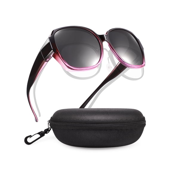 TINHAO Oversized Square Fit Over Glasses Sunglasses for Women with Hard Case, Trendy Polarized UV400 Wear Over Prescription Glasses Stylish Fashion Ladies