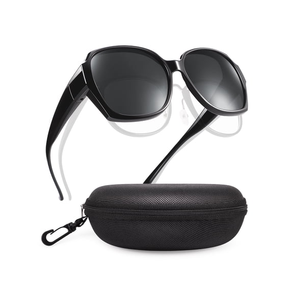 TINHAO Oversized Square Fit Over Glasses Sunglasses for Women with Hard Case, Trendy Polarized UV400 Wear Over Prescription Glasses Stylish Fashion Ladies