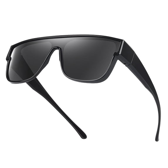 TINHAO Oversized Square Fit Over Glasses Sunglasses for Men, Polarized UV400 Wear Over Prescription Glasses for Driving Fishing Hiking Cycling Outdoor
