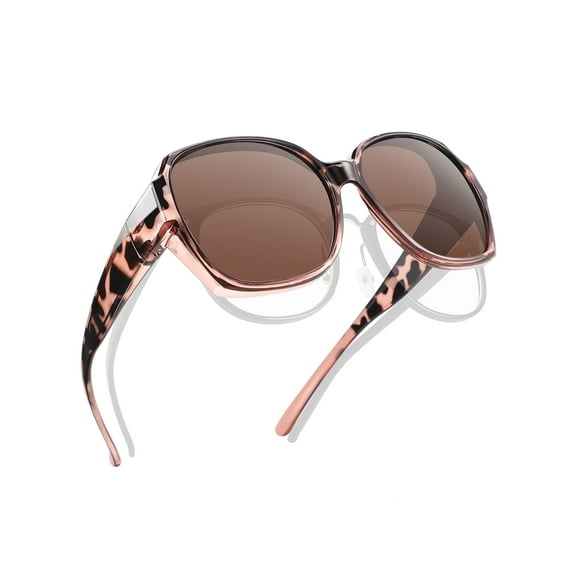 TINHAO Polarized Sunglasses Fit Over Glasses for Women Oversized Square Ladies Shades with UV400 Protection