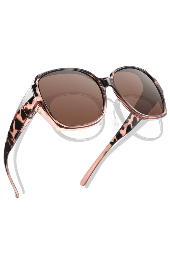Polarized Sunglasses Fit Over Glasses for Women Oversized Square Ladies Shades with UV400 Protection