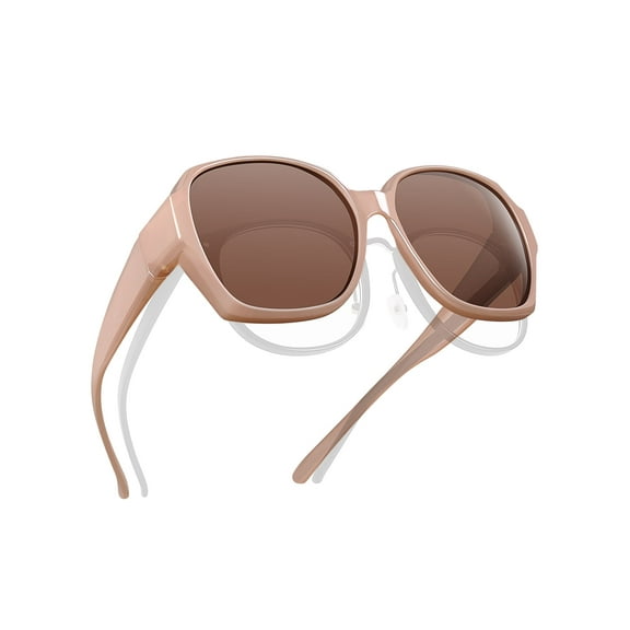 TINHAO Polarized Sunglasses Fit Over Glasses for Women Oversized Square Ladies Shades with UV400 Protection