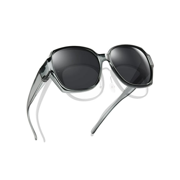 TINHAO Polarized Sunglasses Fit Over Glasses for Women Oversized Square Ladies Shades with UV400 Protection