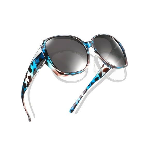 TINHAO Polarized Sunglasses Fit Over Glasses for Women Oversized Square Ladies Shades with UV400 Protection