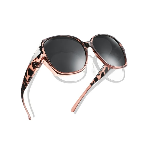 TINHAO Polarized Sunglasses Fit Over Glasses for Women Oversized Square Ladies Shades with UV400 Protection