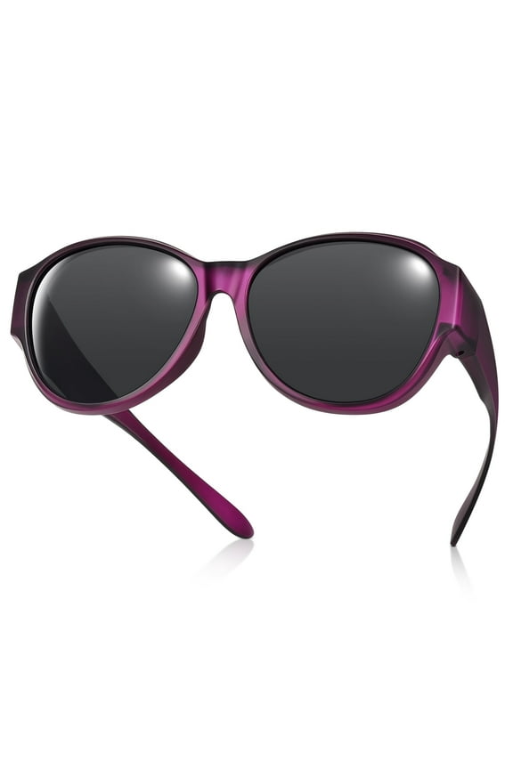 Polarized Sunglasses Over Glasses, Wrap Around Cat Eye Sun Glasses Fit Go Over Shades for Driving