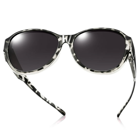TINHAO Polarized Sunglasses Over Glasses, Wrap Around Cat Eye Sun Glasses Fit Go Over Shades for Driving