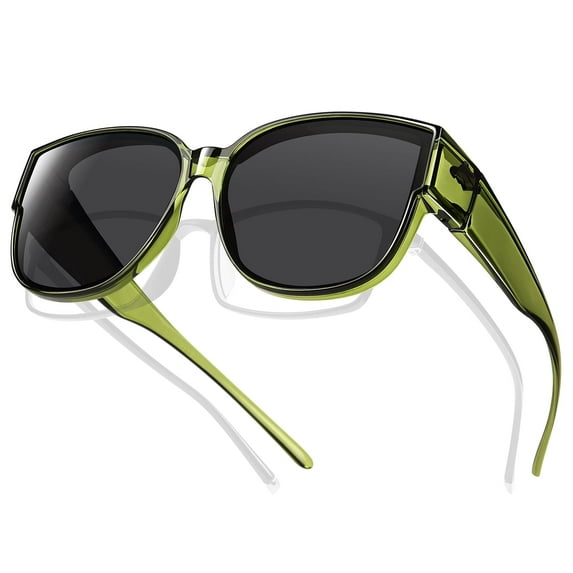 TINHAO Polarized Sunglasses Over Glasses for Women Men, Fit Over Glasses Sunglasses with Square Oversized UV Protection