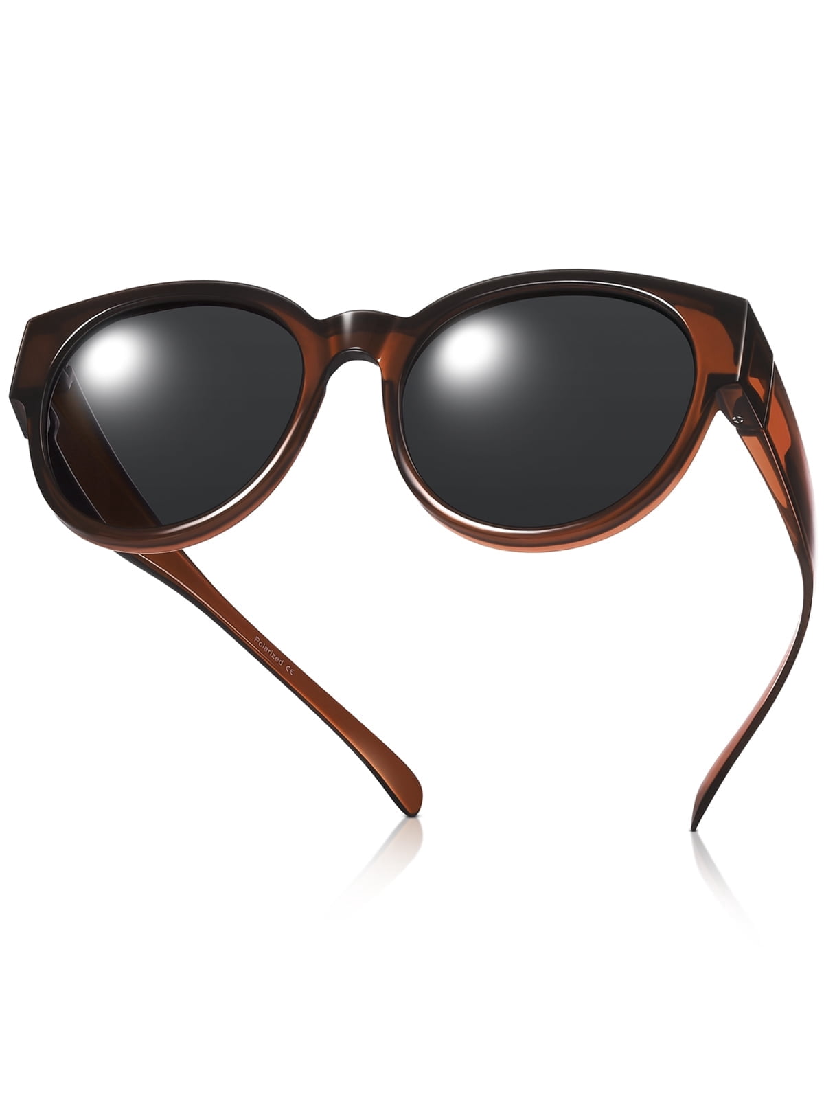 Unisex Polarized Fit-Over Sunglasses - Large Size, Wear Over Prescription Glasses (Tortoise, Case Included)