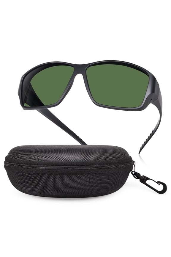 Oversized Wrap Around Fit Over Glasses Sunglasses for Men with Hard Case, Polarized UV400 Wide Frame Prescription Glasses for Driving Fishing Hiking Cycling