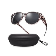 TINHAO Fit Over Glasses Sunglasses with Hard Case, Wrap Around Cat-Eye Polarized Wear Over Rx Glasses, UV400 Protection, Gift Ready
