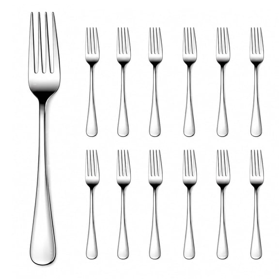 TININA 12-Piece Dinner Forks Set, 8-Inch Stainless Steel Silverware Forks for Home Kitchen Party Restaurant, Mirror Polished, Dishwasher Safe