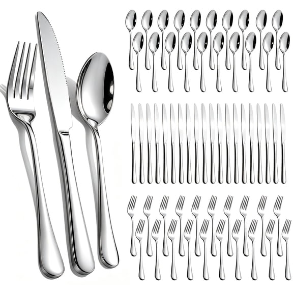 60-Piece Stainless Steel Bulk Silverware Set for 20, Flatware Cutlery Set Includes Spoons Forks and Knives, Ideal for Home Wedding Restaurant, Mirror Polished, Dishwasher Safe