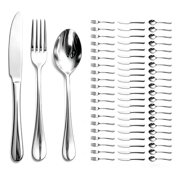 TININA 60-Piece Silverware Set, Stainless Steel Flatware Set for 20,Mirror Polished Knives Forks and Spoons,Dishwasher Safe