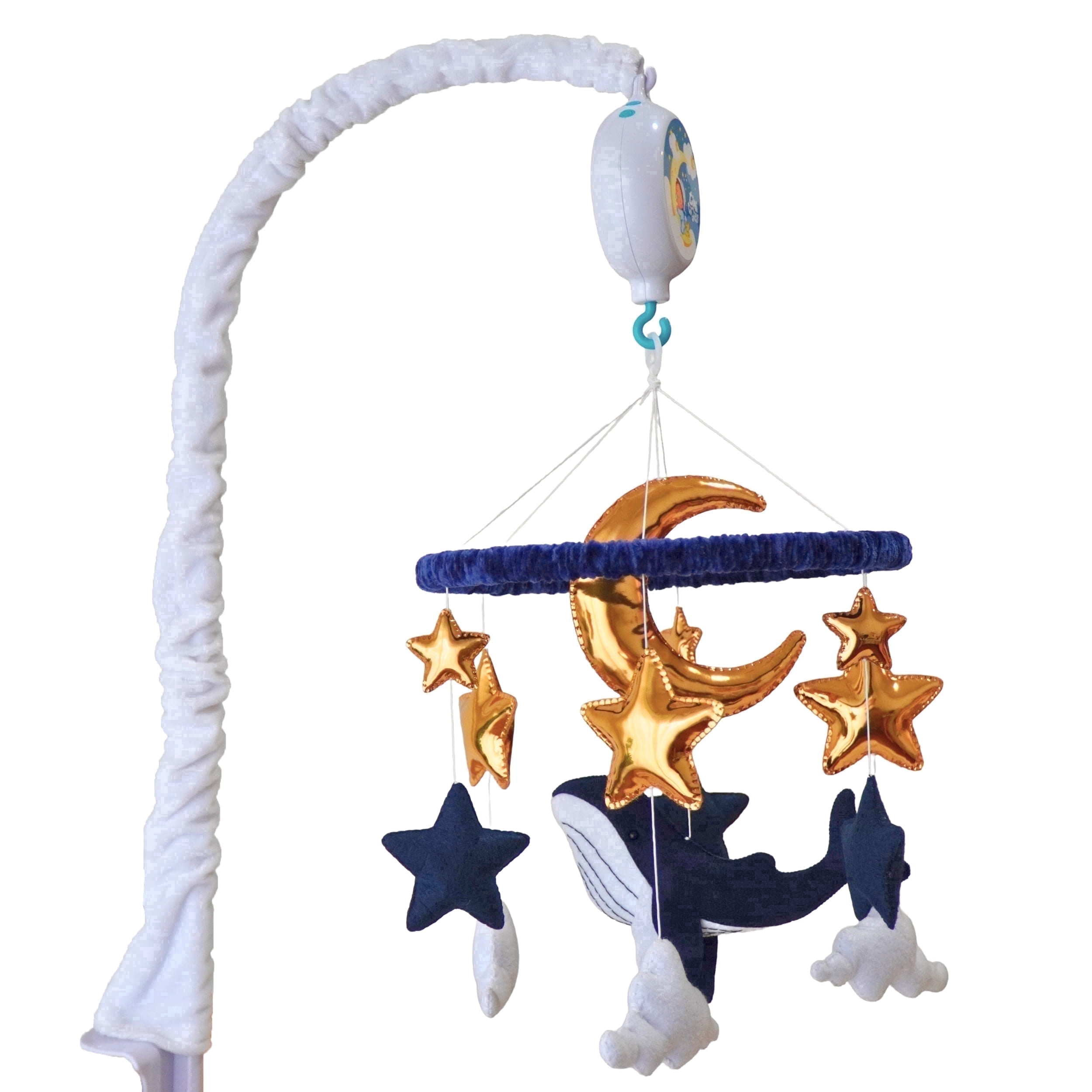TINITIGIES Crib Mobile - Handmade Felt Ocean Whale Theme, 12 Piano Lullabies, 360° Movement