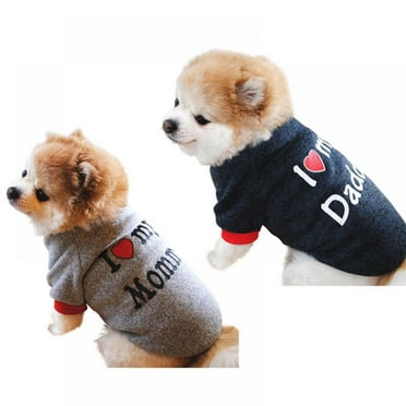 TINKER Pet Dog Fleece Sweater, Warm Soft Cat Puppy Clothes, I Love My Daddy, Winter Doggie Sweatshirt, For Small Medium Dogs, for Indoor and Outdoor Use