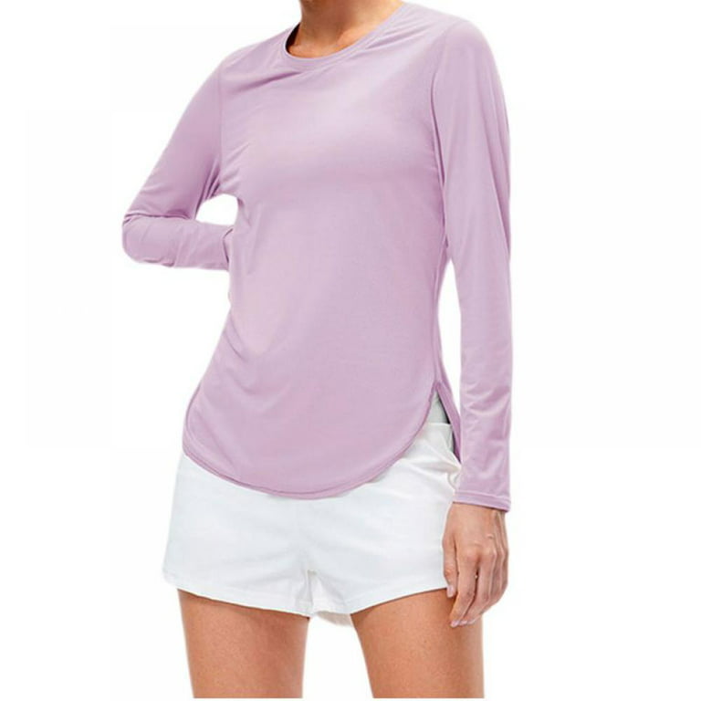 TINKER Women's Yoga Sunscreen Sportswear Fork Long Sleeve UV Protection  Shirt Loose T-shirt 