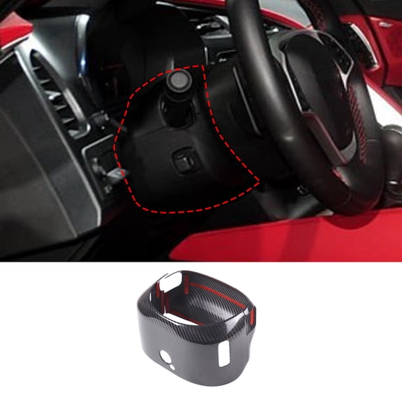 TINKI 100% Real Carbon Fiber Car Steering Wheel Base Lower&Upper Protect Cover for Chevrolet Corvette C7 2014-2019 Interior Steering Wheel Base Trim Cover Accessories