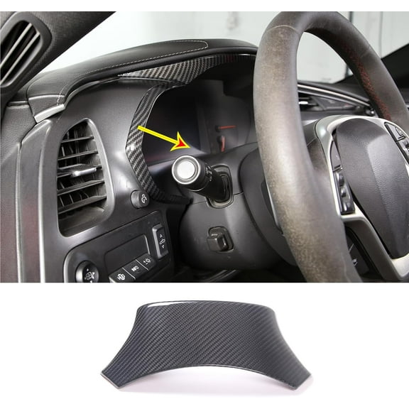 TINKI 100% Real Carbon Fiber Car Steering Wheel Base Lower&Upper Protect Cover for Chevrolet Corvette C7 2014-2019 Interior Steering Wheel Base Trim Cover Accessories