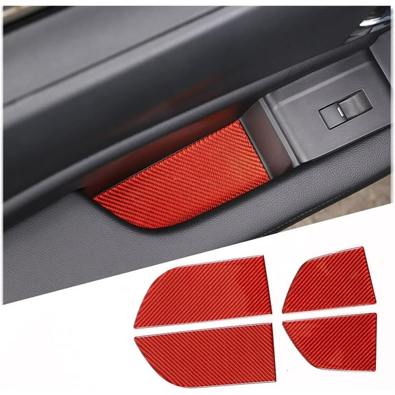 TINKI 4PCS Door Side Armrest Box Mat Sticker for Honda Pilot 2016-2022, Carbon Fiber Front & Rear Row Door Handle Storage Box Slot Pad Trim Accessories