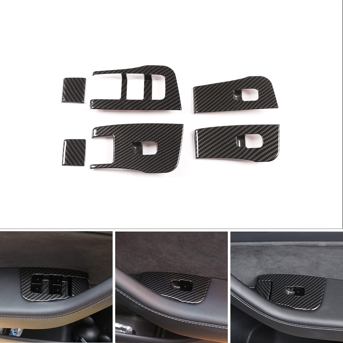 TINKI 6PCS ABS Window Lift Switch Button Panel Cover for Tesla Model 3 ...