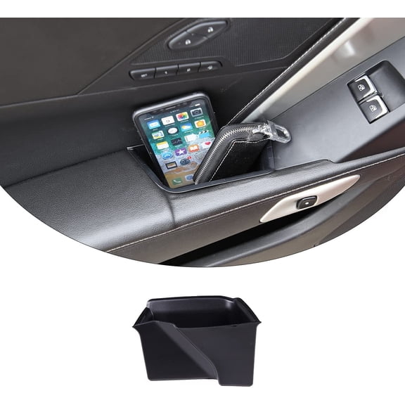 TINKI ABS Black Inner Central Console Shift Side Storage Box Tray Compatible for C7 Corvette Chevrolet 2014-2019 Auto Interior Accessory