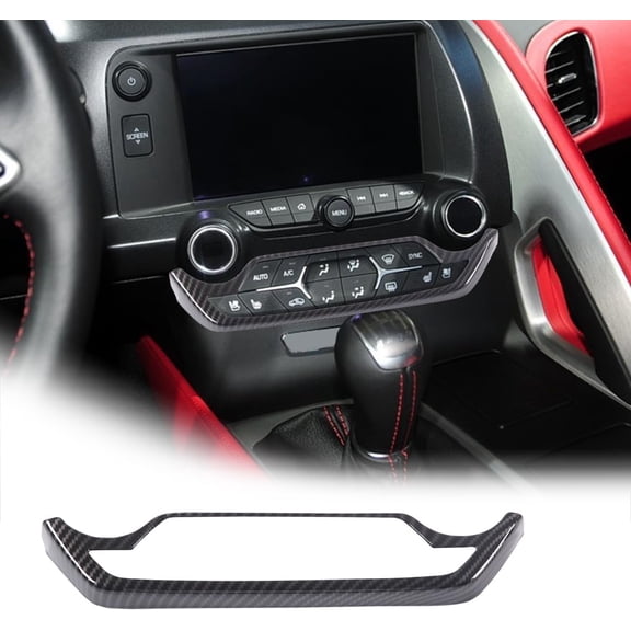 TINKI ABS Car Central Control Volume Mode Button Frame for Chevrolet Corvette C7 2014-2019 Air Conditioning Frame Panel Cover Trim Interior Accessories