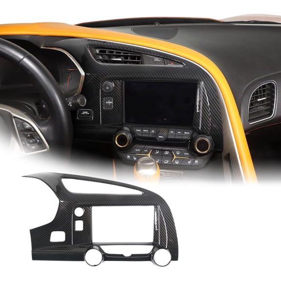 TINKI ABS Car Central Control Volume Mode Button Frame for Chevrolet Corvette C7 2014-2019 Air Conditioning Frame Panel Cover Trim Interior Accessories
